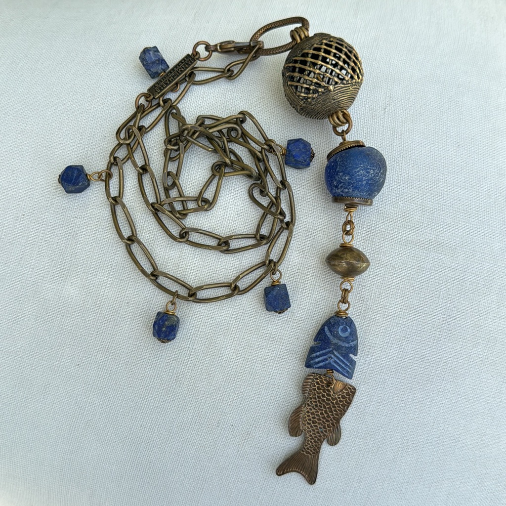 Rare Vintage Jan Michels San Francisco Articulating Fish Pendant Necklace